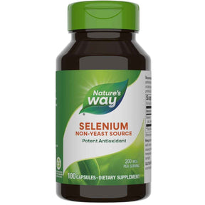 Frasco de suplemento Nature's Way Selenio (como L-Selenometionina) 200 mcg - 100 Cápsulas