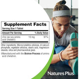 Tabla nutricional del suplemento NaturesPlus Zinc Quelado 90 tabletas