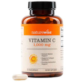 Frasco de NatureWise vitamina C 1000 mg en presentación de 120 cápsulas veganas.