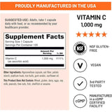 Información del suplemento de NatureWise vitamina C 1000 mg para la presentación de 120 cápsulas.