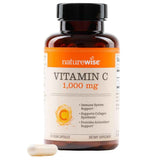 Frasco de NatureWise vitamina C 1000 mg en presentación de 60 cápsulas veganas.