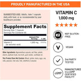 Información del suplemento de NatureWise vitamina C 1000 mg para la presentación de 60 cápsulas.