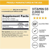 Tabla nutricional del suplemento NatureWise Vitamina D3 2000 IU 360 cápsulas blandas