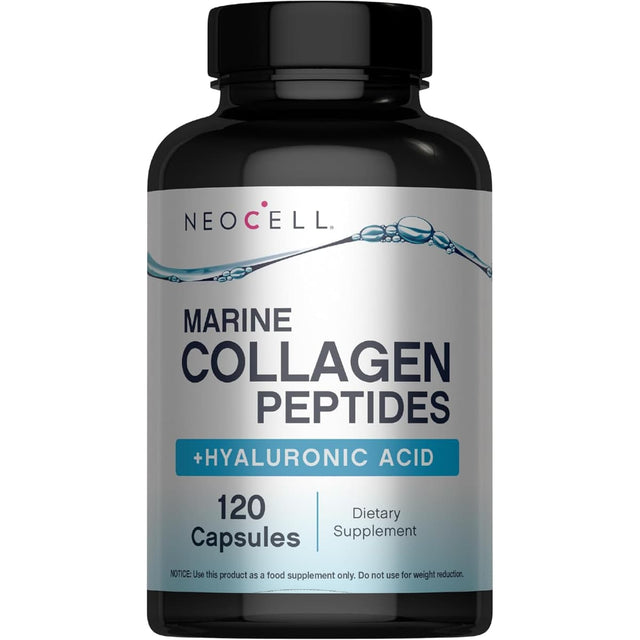 Frasco de suplemento NeoCell Colágeno Marino con Ácido Hialurónico 120 cápsulas