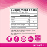 Tabla nutricional de NeoCell péptidos de colágeno bovino en polvo sin sabor de 600 g