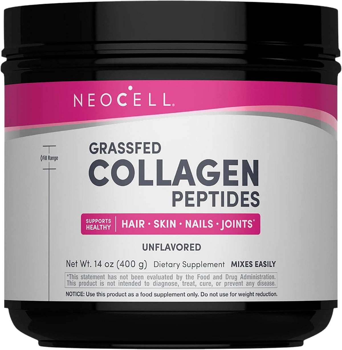 Frasco de NeoCell Super Collagen Peptides sin sabor de 400 g