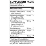 Tabla nutricional del suplemento NeuroQ Memory & Focus 60 Cápsulas Vegetales