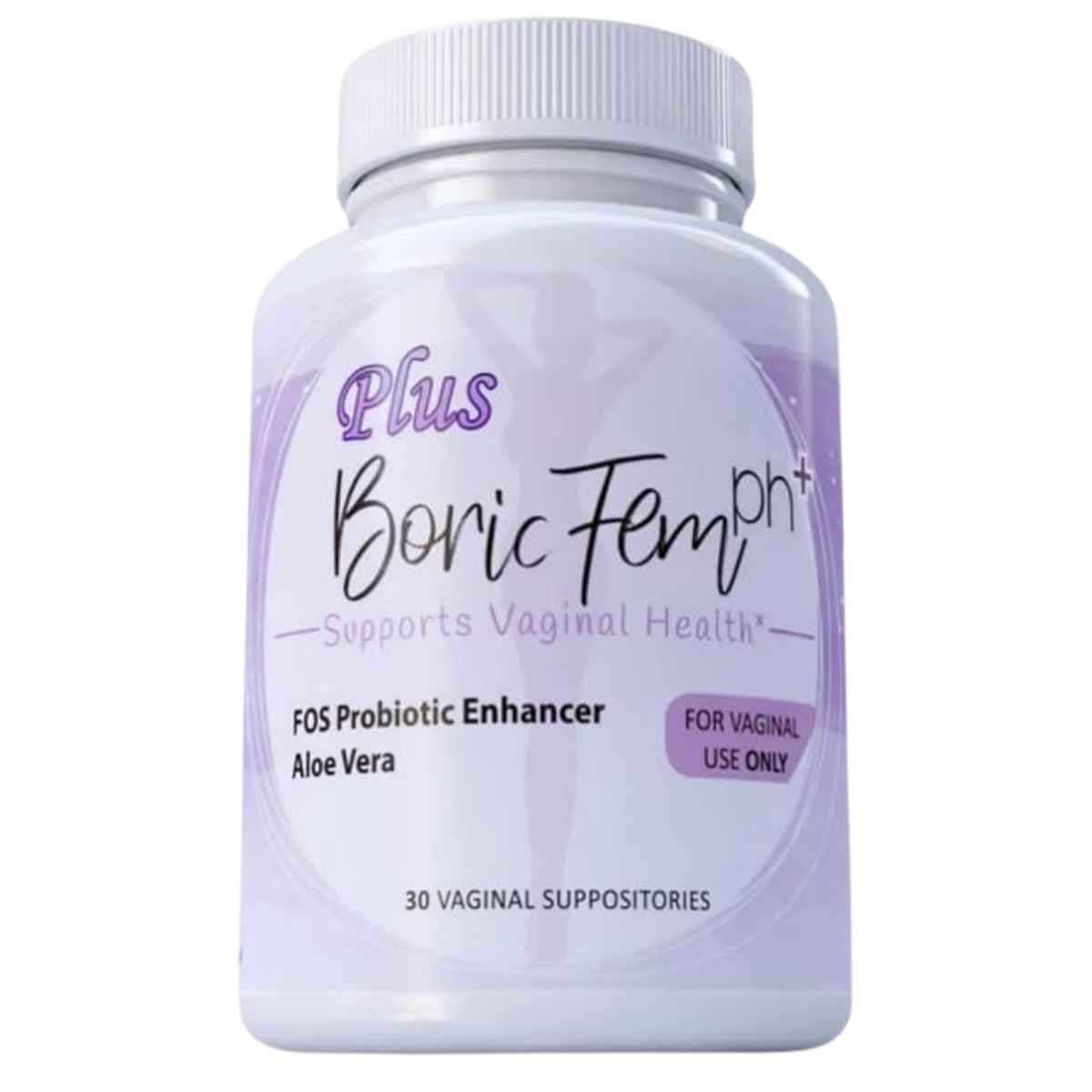 Frasco de suplemento N'MORE Ácido Bórico Plus 600 mg 30 supositorios vaginales