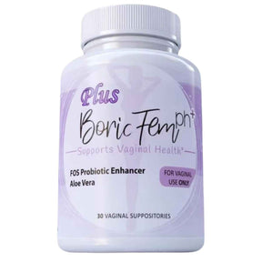 Frasco de suplemento N'MORE Ácido Bórico Plus 600 mg 30 supositorios vaginales
