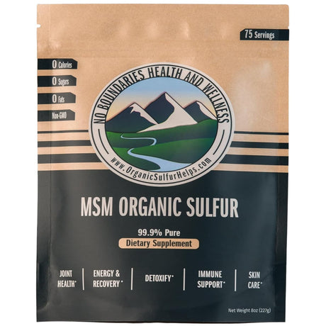 No Boundaries Health and Wellness MSM azufre orgánico en cristales, empaque de 227 g