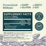 Información del suplemento de Nobi Nutrition complejo de citrato de magnesio, 60 cápsulas