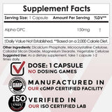 Tabla nutricional del suplemento Nootropics Depot Alpha GPC 150 mg 180 cápsulas