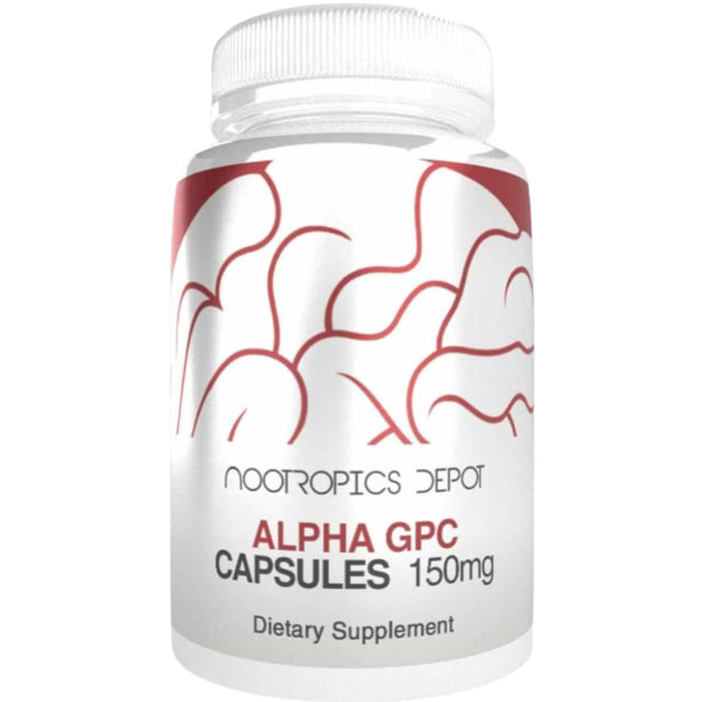 Frasco de suplemento Nootropics Depot Alpha GPC 150 mg 60 cápsulas