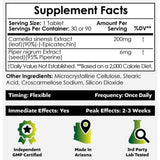 Tabla nutricional del suplemento Nootropics Depot (-)-Epicatequina con Piperina 30 Tabletas