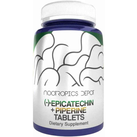 Frasco de suplemento Nootropics Depot (-)-Epicatequina con Piperina 90 Tabletas