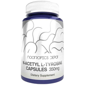 Frasco de suplemento Nootropics Depot N-Acetyl L-Tyrosine 120 cápsulas