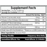 Tabla nutricional de SulfoMax 60 servicios 180 g, porción de 3 g
