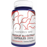Frasco de suplemento Nootropics Depot Tongkat Ali 200 mg 120 cápsulas