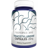 Frasco de suplemento Nootropics Depot Triacetiluridina 25 mg 180 cápsulas