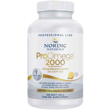 Frasco frontal de Nordic Naturals ProOmega 2000, presentación de 120 cápsulas blandas