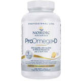 Frasco frontal de Nordic Naturals ProOmega-D, presentación de 120 cápsulas blandas