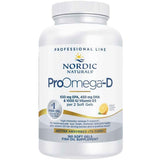 Frasco frontal de Nordic Naturals ProOmega-D, presentación de 180 cápsulas blandas