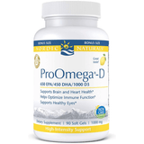 Frasco frontal Bonus Size de Nordic Naturals ProOmega-D, presentación de 90 cápsulas blandas