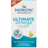 Frasco de suplemento Nordic Naturals Ultimate Omega Limón 210 cápsulas blandas