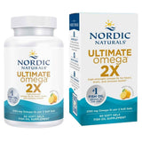 Frasco de suplemento Nordic Naturals Ultimate Omega 2X sabor limón 60 cápsulas blandas