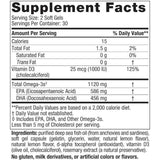Información del suplemento de Nordic Naturals Ultimate Omega-D3 2X con omega 3, EPA, DHA y vitamina D3
