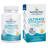 Frasco de suplemento Nordic Naturals Ultimate Omega-D3 60 cápsulas blandas