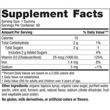 Tabla nutricional del suplemento Nordic Naturals Vitamina D3 Frutos del Bosque 1000 UI 60 Gomitas