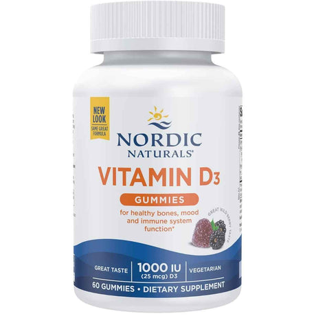 Frasco de suplemento Nordic Naturals Vitamina D3 Frutos del Bosque 1000 UI 60 Gomitas