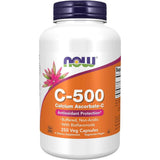 Frasco de suplemento NOW Foods Ascorbato de Calcio 500 250 cápsulas