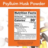 Tabla nutricional del suplemento NOW Foods Cáscara de Psyllium en Polvo 6 g 12 Libras con 604 porciones