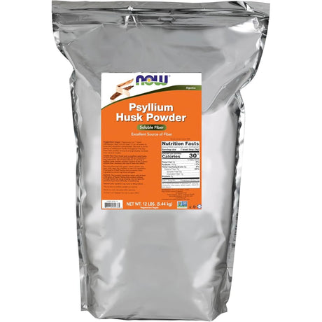 Bolsa industrial de suplemento NOW Foods Cáscara de Psyllium en Polvo 6 g 12 Libras
