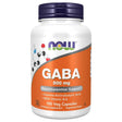 Frasco frontal de NOW Foods GABA 500 mg con vitamina B-6, presentación de 100 cápsulas vegetales.