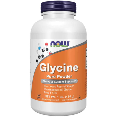 Frasco de suplemento Now Foods Glicina en Polvo Pura 1 lb