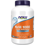 Frasco de Now Foods Krill 1000 aceite de krill 1000 mg, presentación de 120 cápsulas blandas