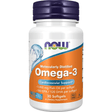 Frasco frontal de Now Foods Omega-3 Fish Oil, presentación de 30 cápsulas blandas