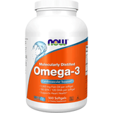 Frasco frontal de Now Foods Omega-3 Fish Oil, presentación de 500 cápsulas blandas