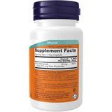Tabla de suplementos de NOW Foods Picolinato de Zinc 50 mg, presentación de 60 cápsulas veganas.