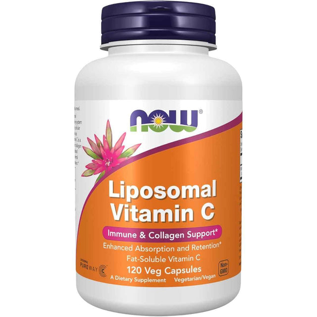 NOW Foods Vitamina C Liposomal PureWay-C, frasco frontal de 120 cápsulas vegetales, 1000 mg por porción de 2 cápsulas