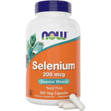 Frasco de suplemento NOW® Selenium 200 mcg 300 cápsulas vegetarianas