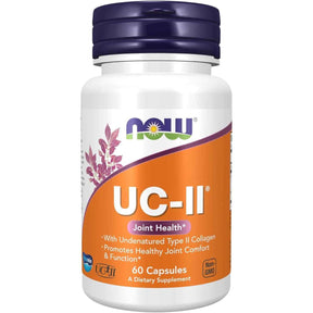 Frasco de suplemento NOW UC-II Colágeno Tipo II No Desnaturalizado 10 mg 60 cápsulas