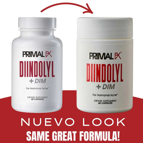 Nueva presentación de PrimalFX Diindolyl + DIM 125 mg - Suplemento hormonal en cápsulas veganas, diseño renovado y moderno