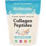 Bolsa de suplemento NuNaturals Péptidos de Colágeno Hidrolizado Tipos I & III Sin Sabor 14 oz