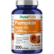 Frasco de suplemento NusaPure Aceite de Semilla de Calabaza 200 cápsulas blandas