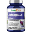 Frasco de suplemento NusaPure Astrágalo 300 mg 200 cápsulas