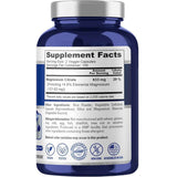 Tabla nutricional del suplemento NusaPure Citrato de Magnesio 833 mg 200 Cápsulas Vegetales